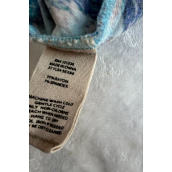 Soft Surroundings Womens 1X Multicolor Paisley Short Sleeve Top Scalloped Trim - Picture 4 of 7